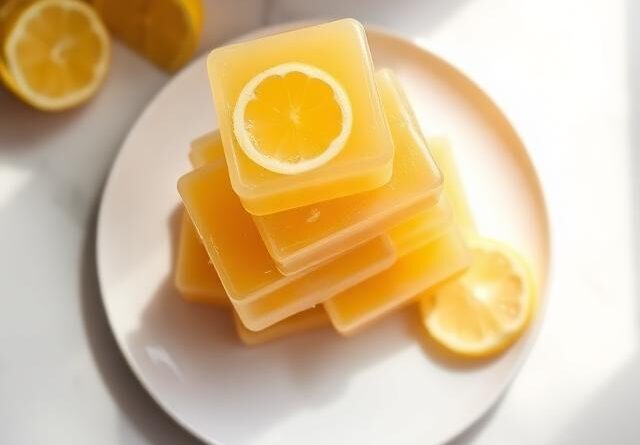 3 ingredient gelatin recipe for weight loss cut into cubes with lemon