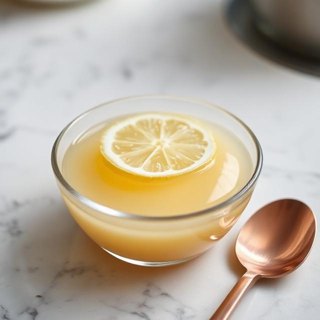 lemon gelatin weight loss recipe served in a glass bowl with spoon