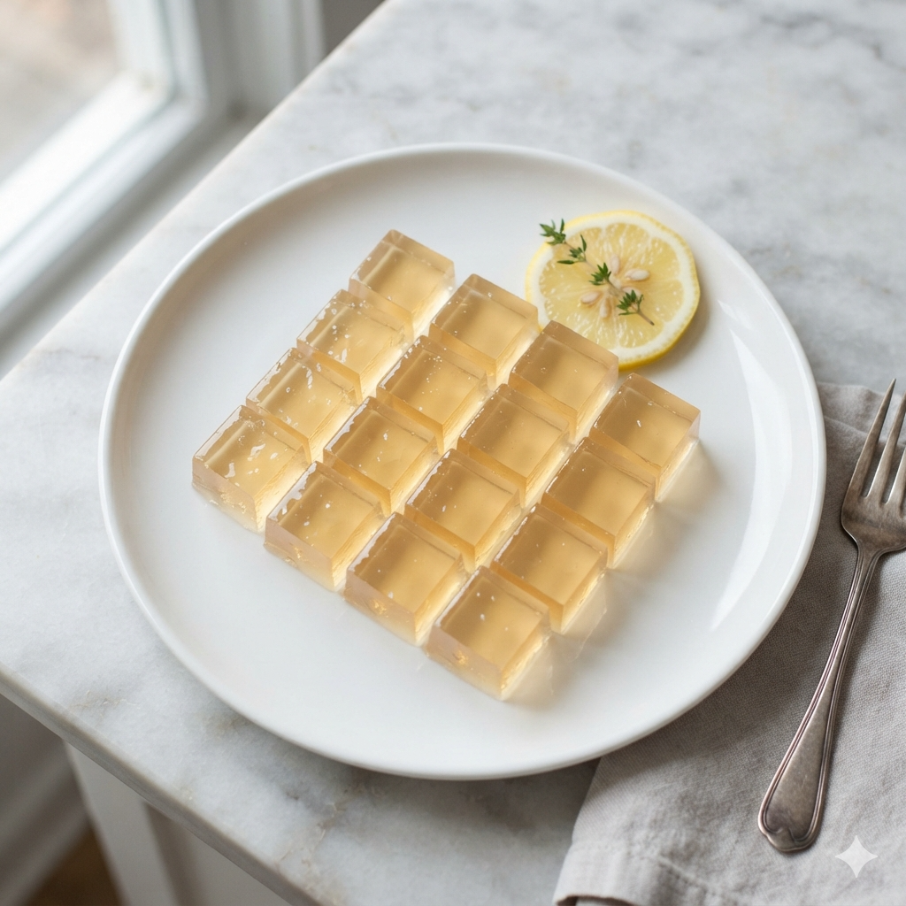best pink gelatin recipe for weight loss cubes with lemon on a plate