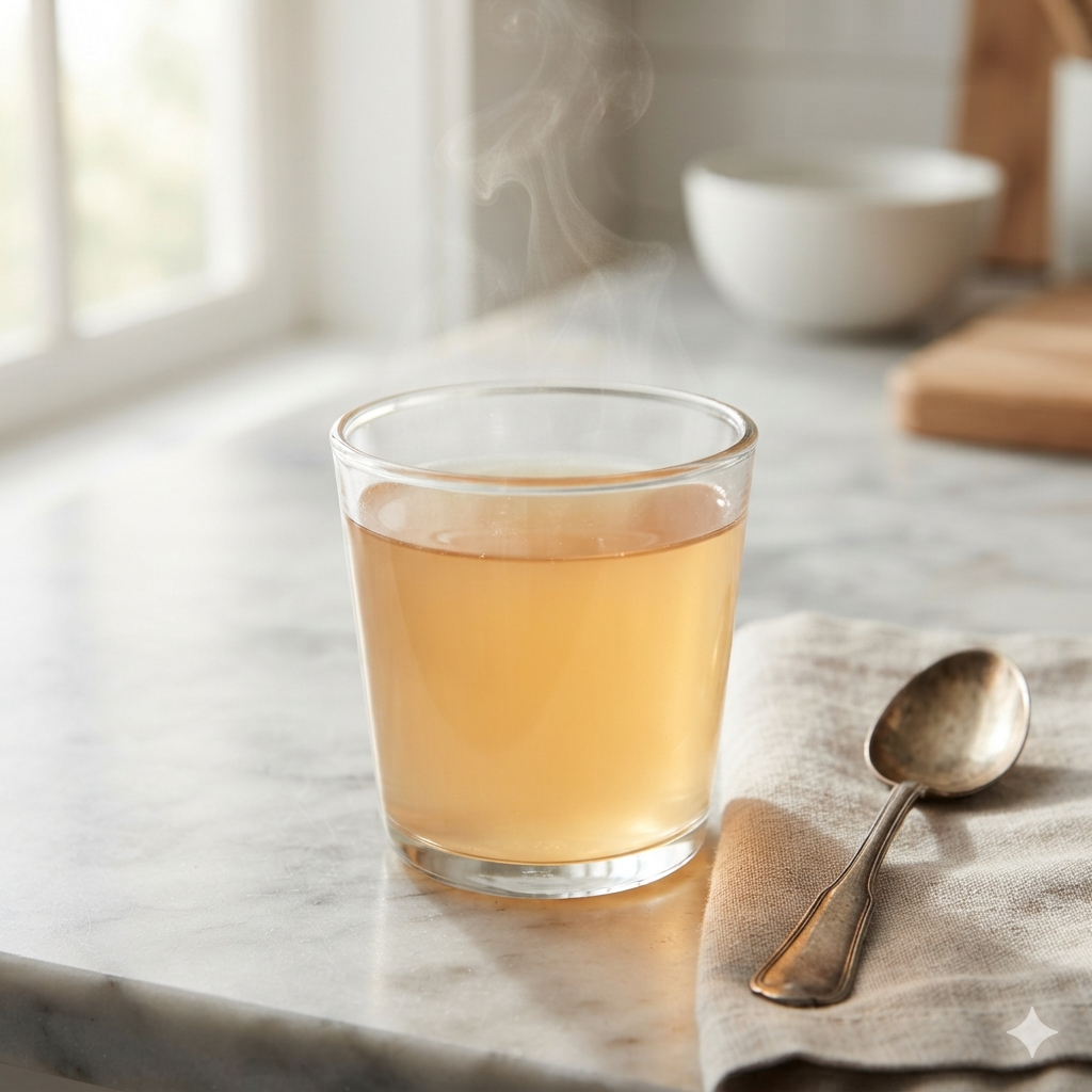 gelatin trick for weight loss recipe in a glass with steam rising