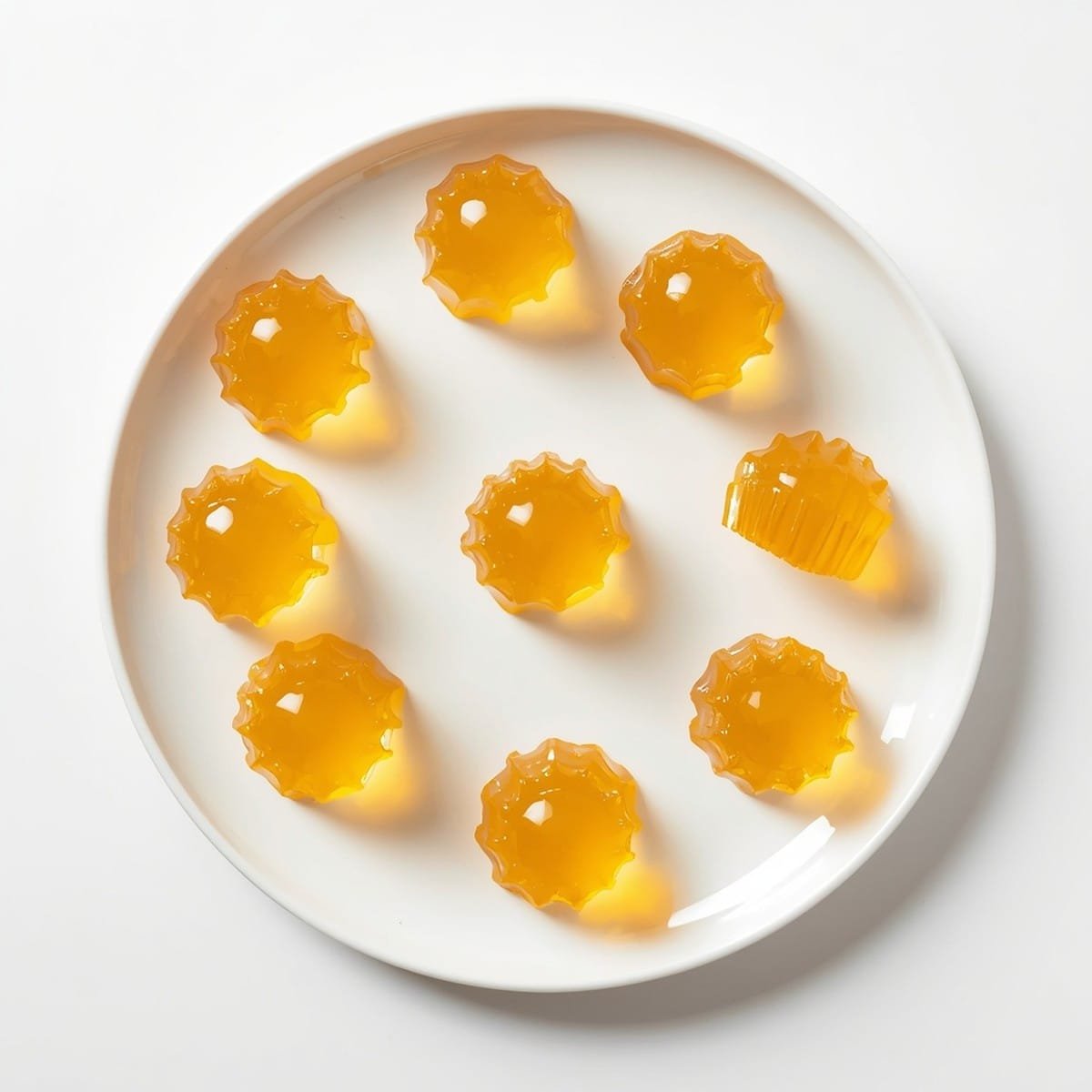 Bariatric gelatin recipe bites on a white plate, high-protein weight loss snack