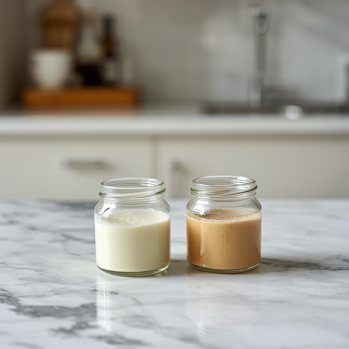 collagen and gelatin powders on a kitchen counter