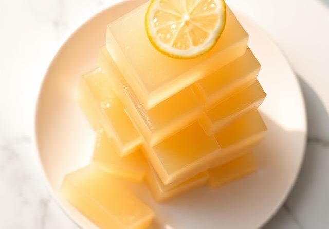 kelly clarkson gelatin recipe cut into cubes with lemon