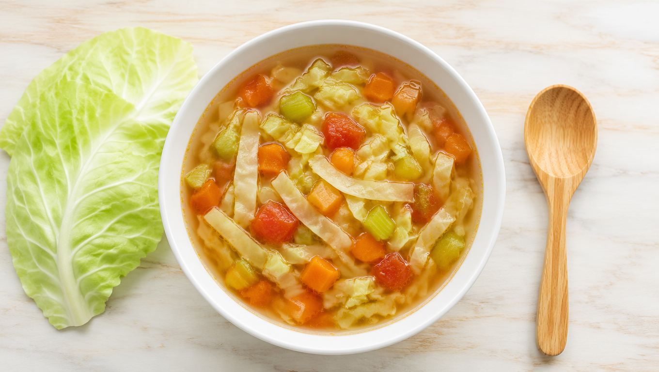 Cabbage soup diet soup with cabbage leaves, WPRM recipe card image