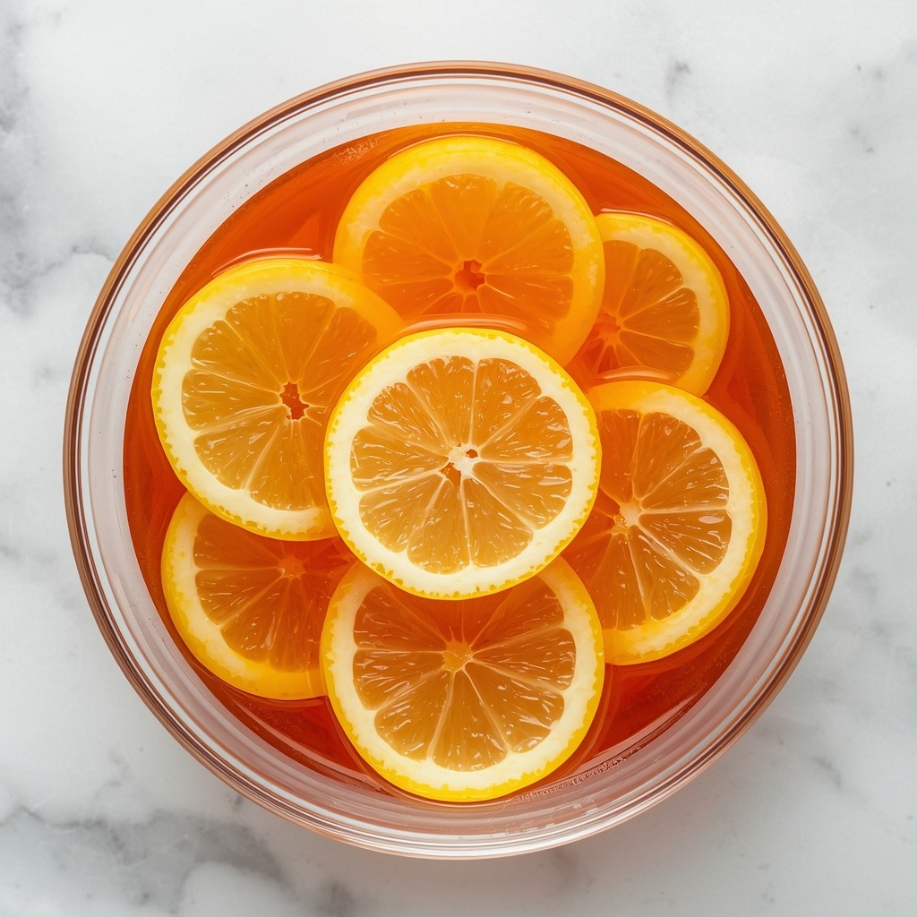 gelatin weight loss recipe in a glass bowl with lemon slices
