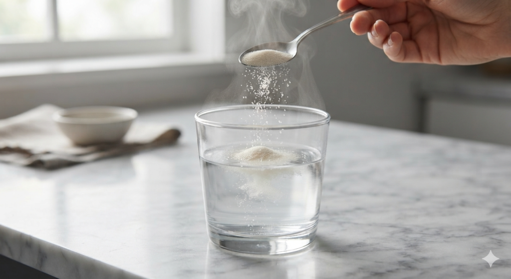 dissolving gelatin powder into warm water for the gelatin trick