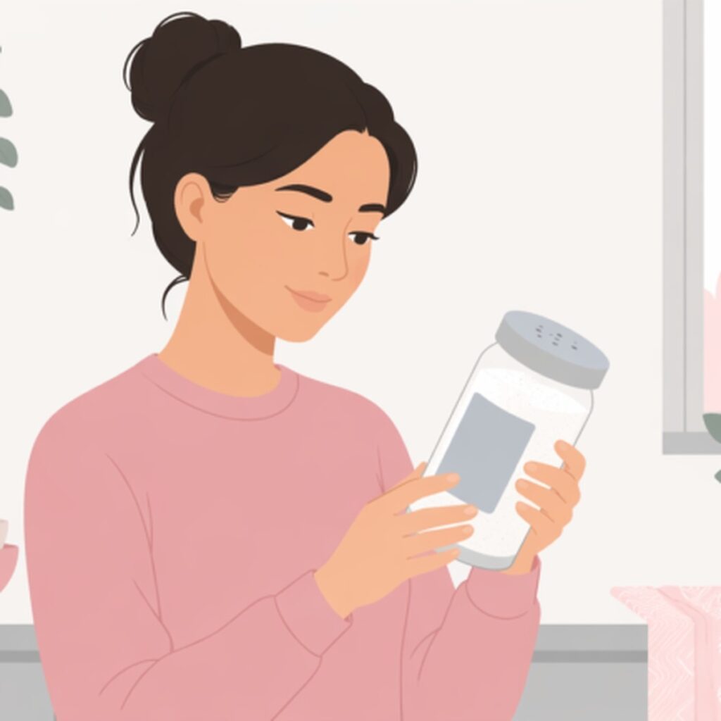 Person checking sodium intake label, illustrative safety graphic for pink salt trick