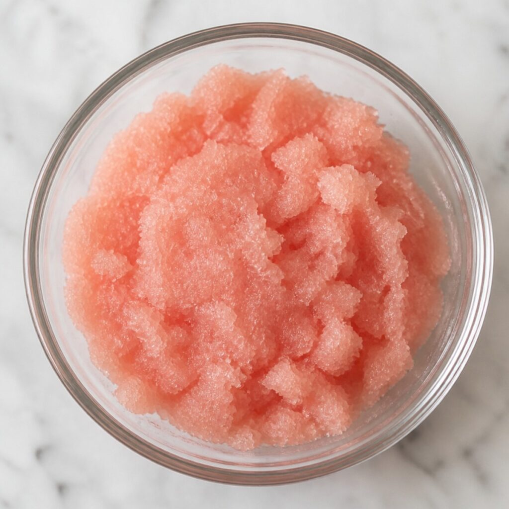 Blooming unflavored gelatin in cold pink grapefruit juice