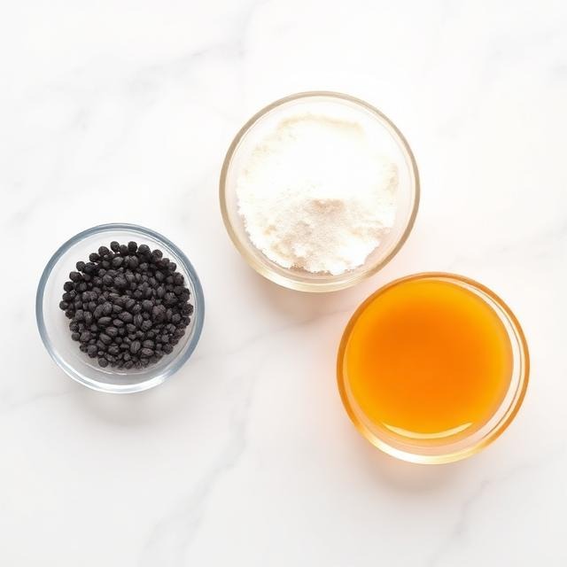ingredients for a chia gelatin weight loss recipe on a counter