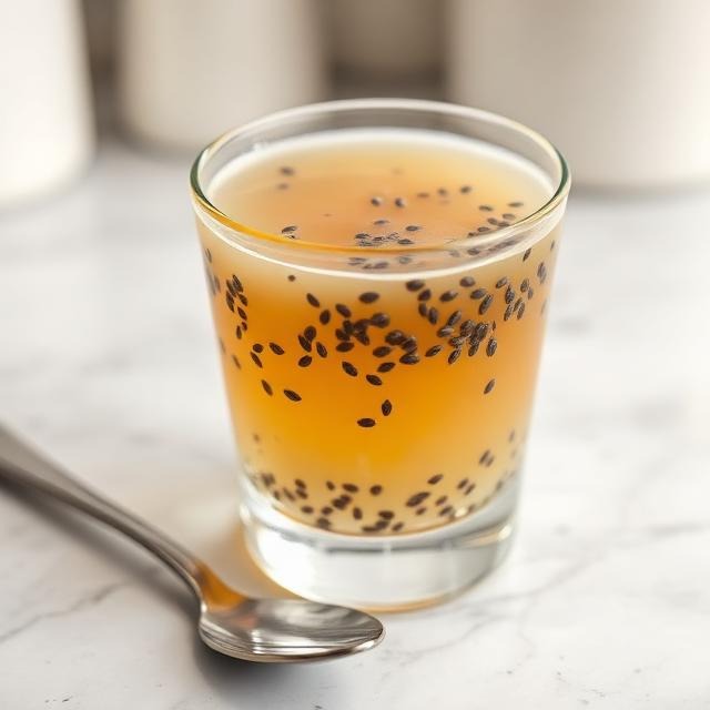 finished chia gelatin weight loss recipe served in a glass