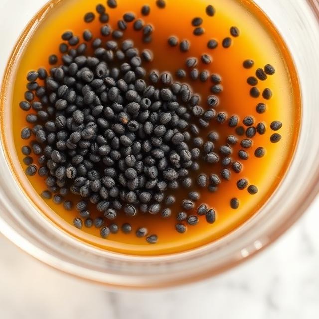 chia seeds swelling in juice for a chia gelatin weight loss recipe
