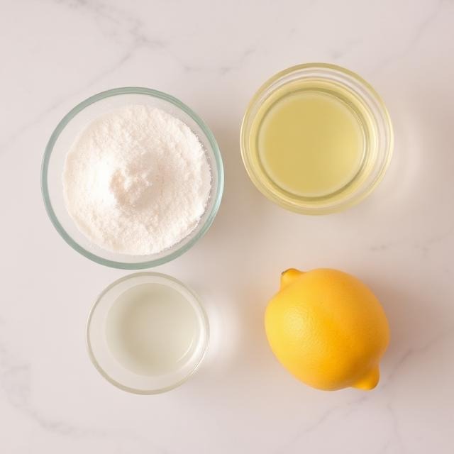 ingredients for a lemon gelatin weight loss recipe on a counter
