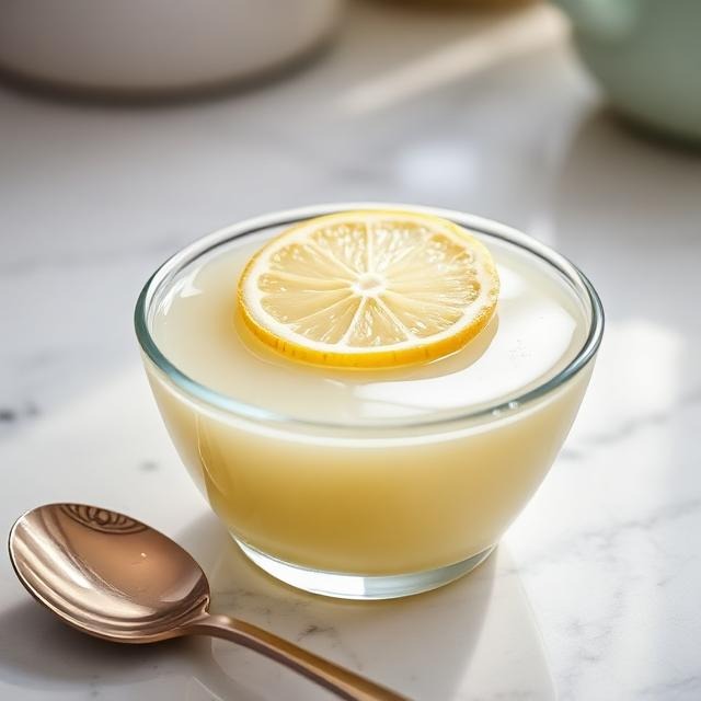 finished lemon gelatin weight loss recipe served in a glass bowl
