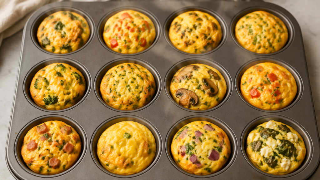 Cottage cheese egg bites in a muffin tin
