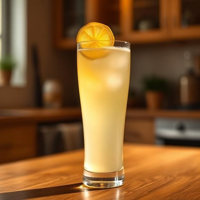 Finished glass of lemonade diet drink ready to serve