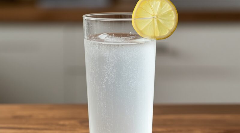 Baking soda drink for weight loss with lemon garnish