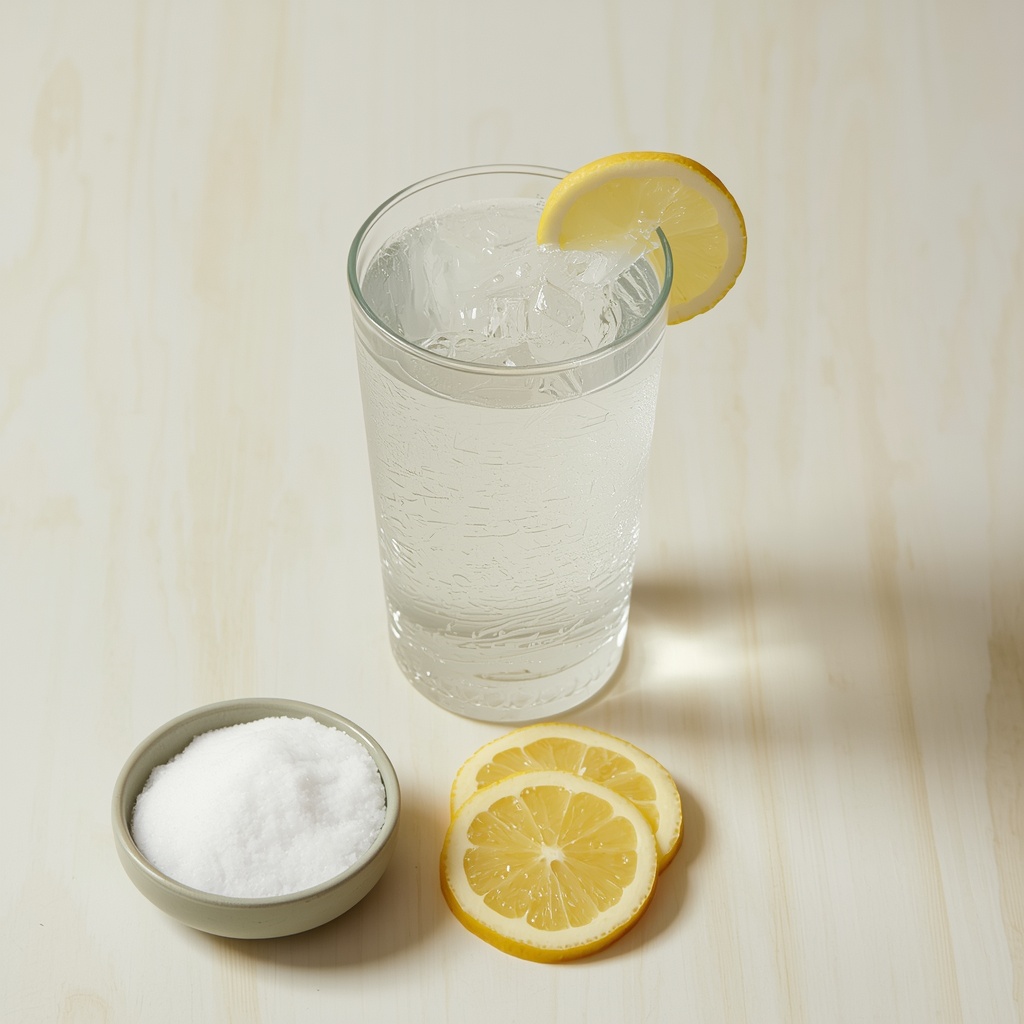Baking soda drink for weight loss with lemon garnish