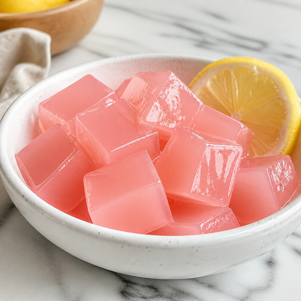 dr oz pink gelatin recipe served in a bowl with lemon
