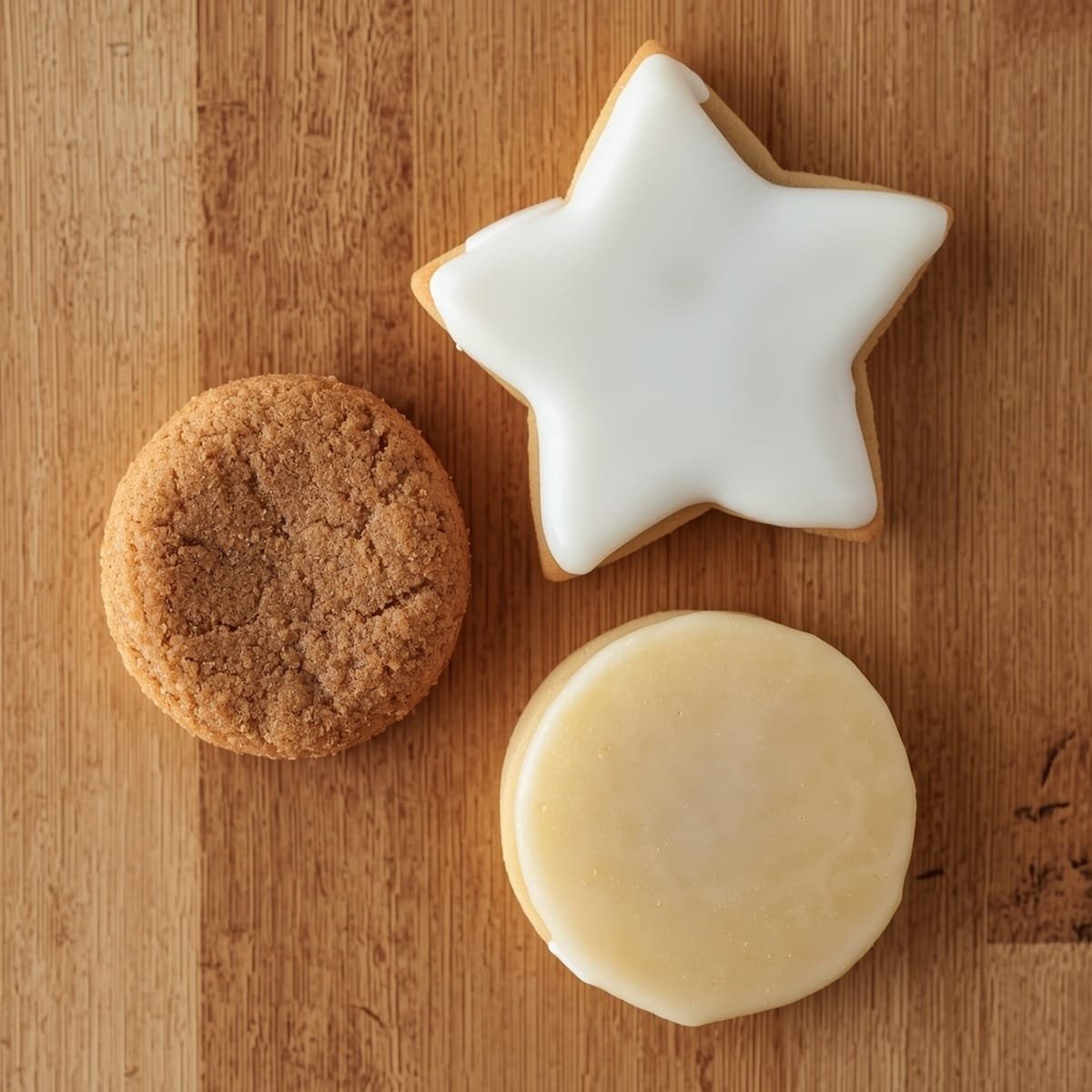 Three sugar cookies recipe variations — drop, cut-out star, and lemon glazed