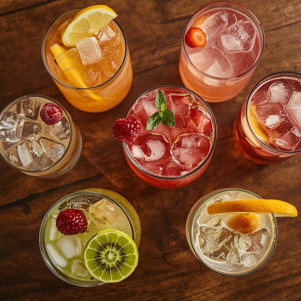 A spread of the best non alcoholic drinks on a table
