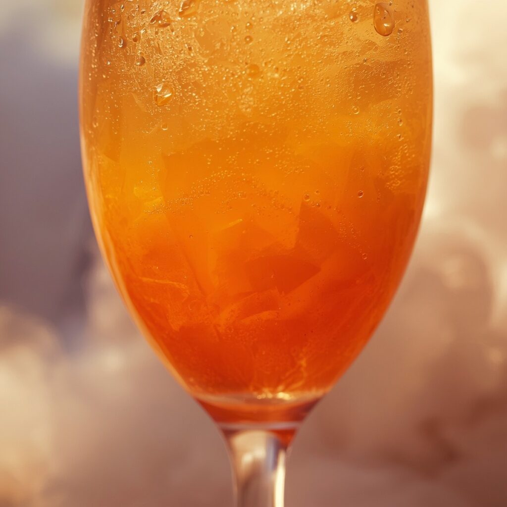 A non alcoholic champagne mimosa with orange juice