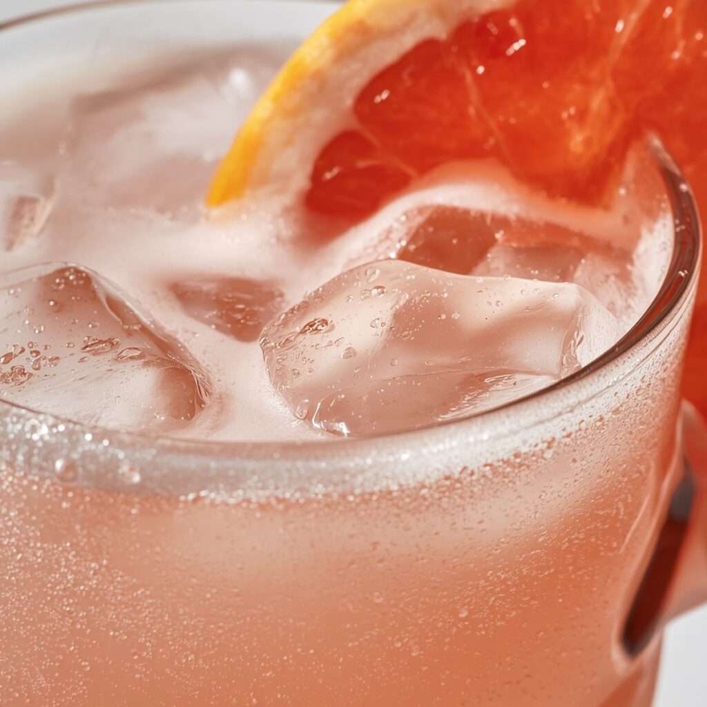 A non-alcoholic radler with grapefruit soda in a beer stein