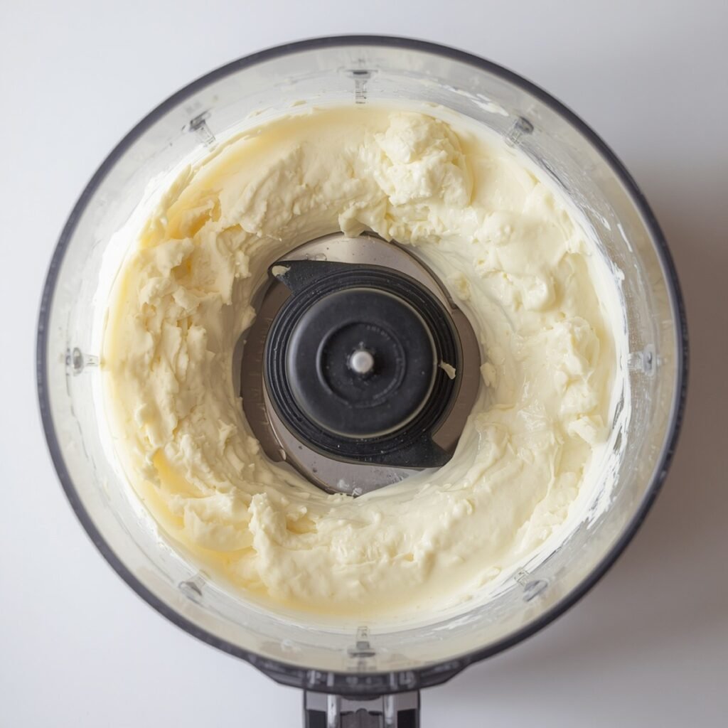 Cottage cheese blended smooth in a food processor