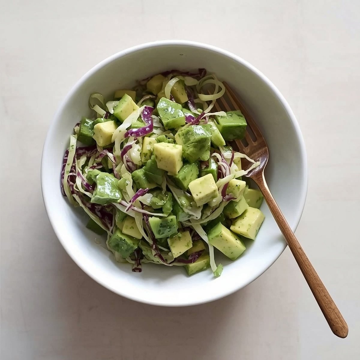 Green goddess salad recipe served in a bowl with fork