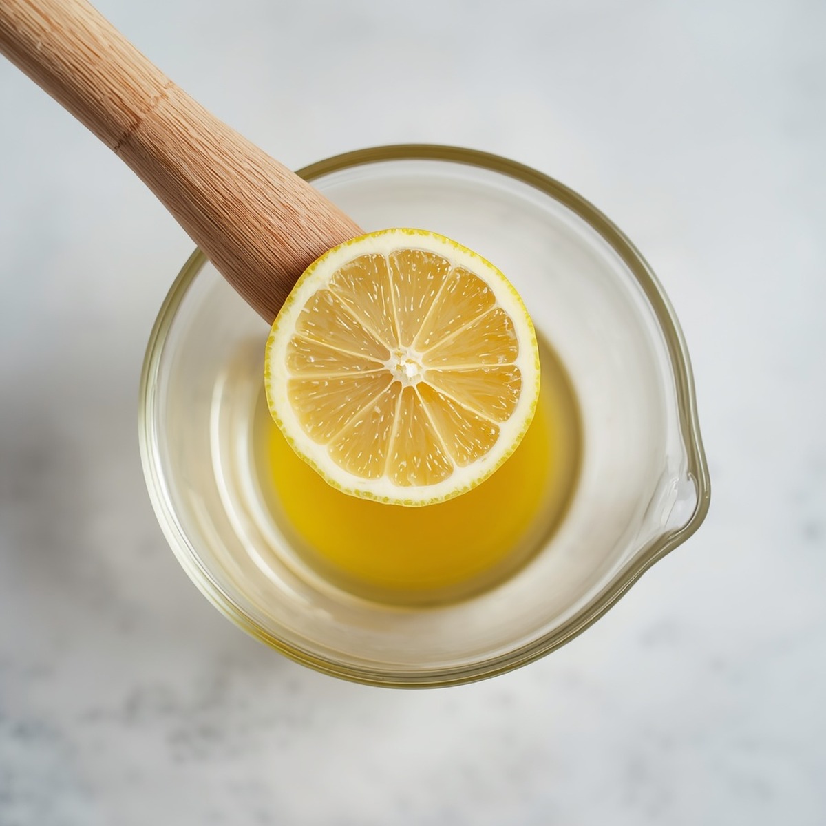 How much juice in one lemon — a halved lemon being juiced with a wooden reamer over a bowl