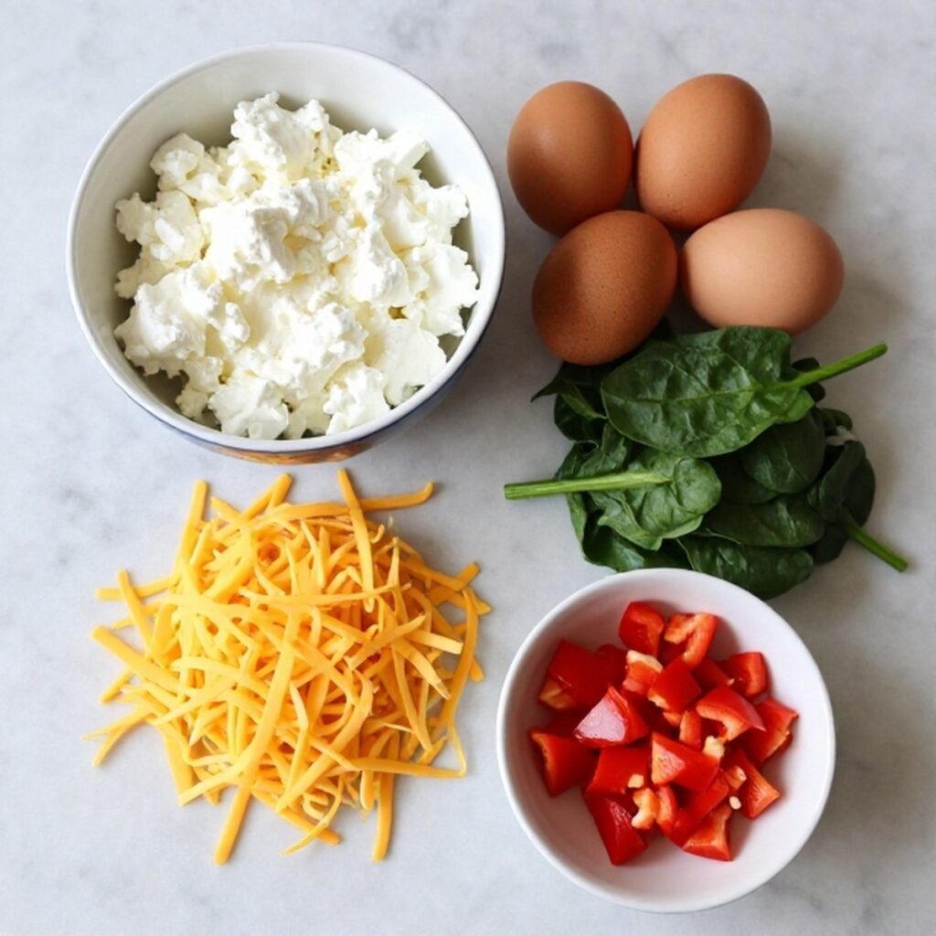  Ingredients for egg bites recipes including eggs, cottage cheese, and cheese