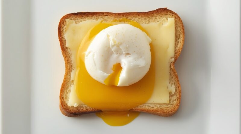 How to poach an egg — a poached egg with a runny golden yolk on buttered toast