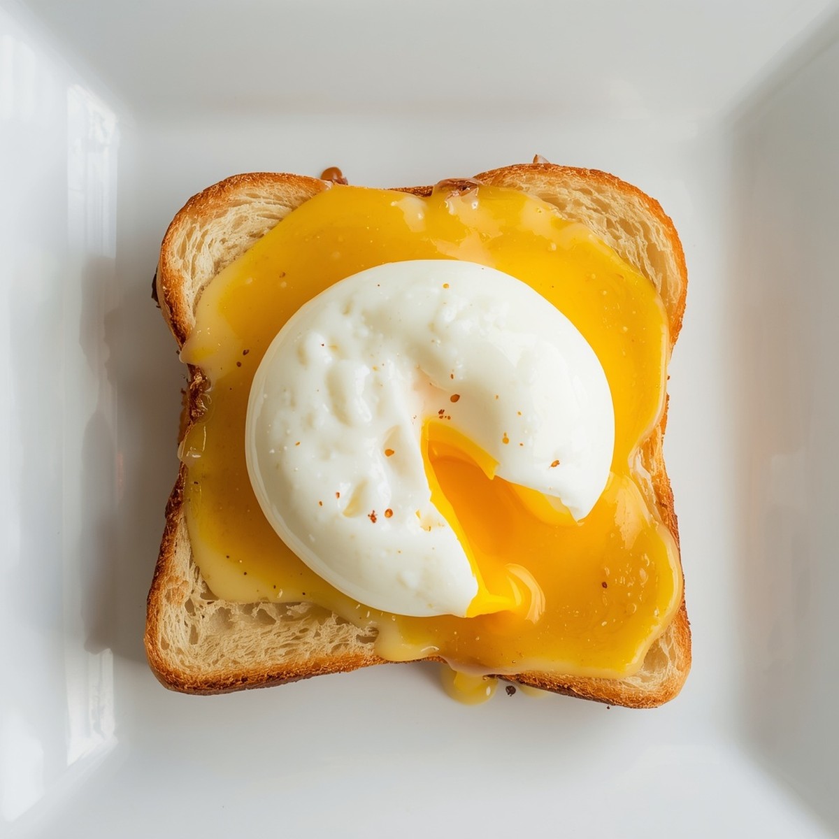 How to poach an egg — a poached egg with a runny golden yolk on buttered toast