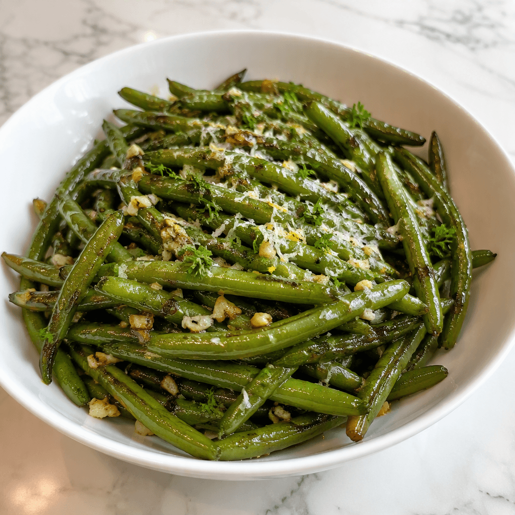 Frozen green bean recipes with garlic butter and Parmesan