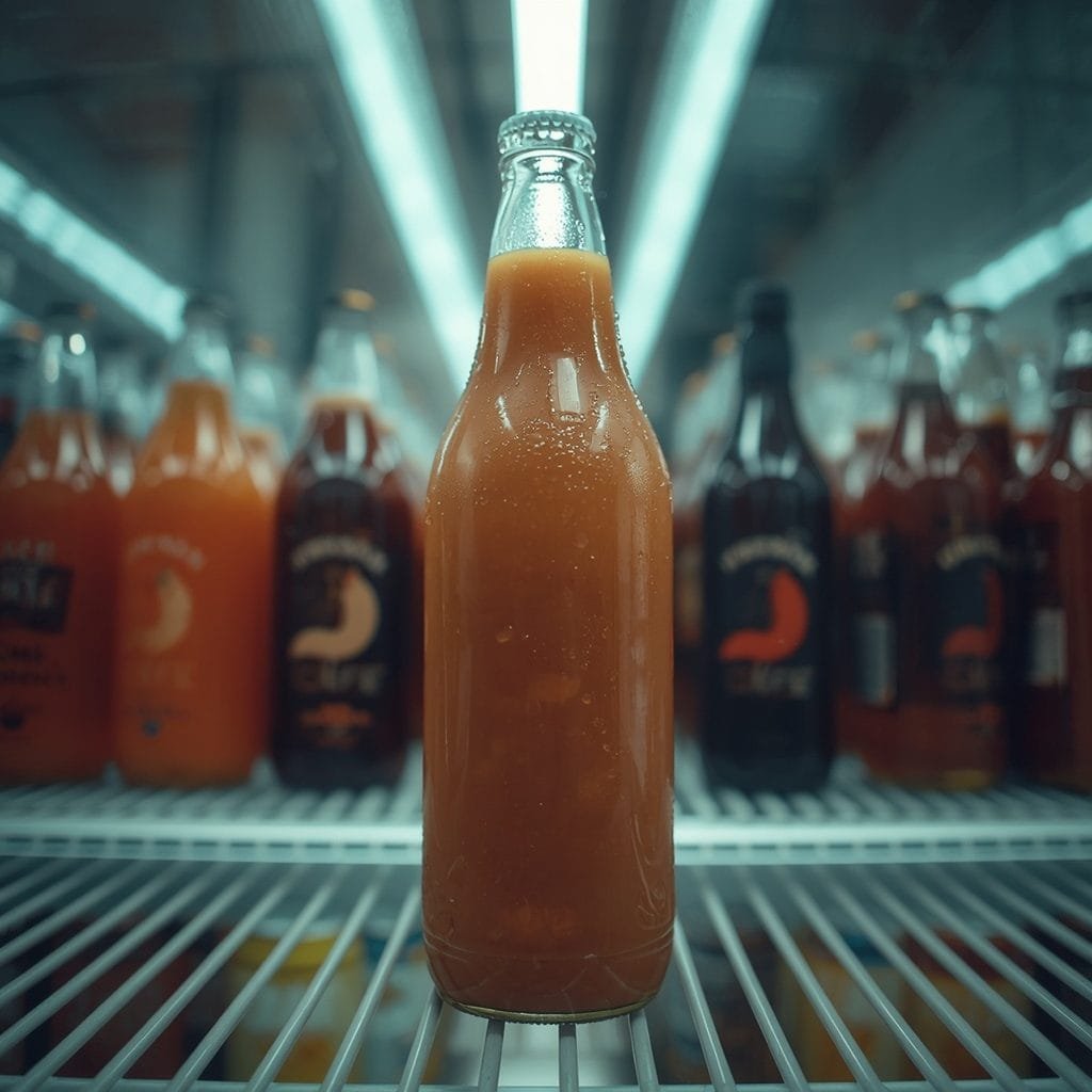 Starbucks ready-to-drink bottled pumpkin spice latte in a grocery store fridge